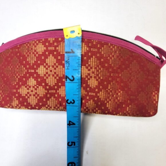 Red Songket Pouch Bag Purse Handmade Make Up Pouch bag or Pencil Pouch  - NEW - Picture 12 of 12